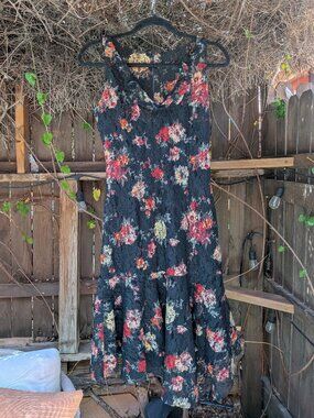Vintage Cristina Effe Lace Midi Dress Asymmetrical Italian